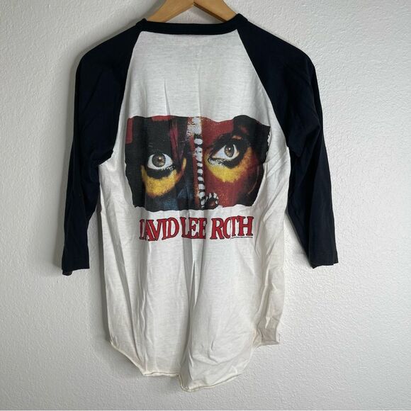 Vintage 1986 David Lee Roth World Tour Raglan 3/4 Sleeve Shirt Size Medium - Picture 6 of 6